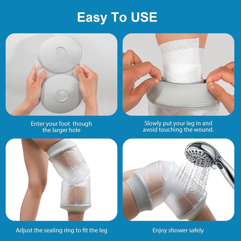 Qinaoco Waterproof Knee Cast Cover for Shower, Knee Shower Cover post surgery, Knee Surgery Shower Cover, Knee Wound Covers for Showering, Acl Surgery Recovery Must Haves - Image 3